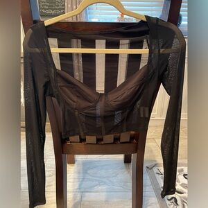 Long sleeve black corset top from shein